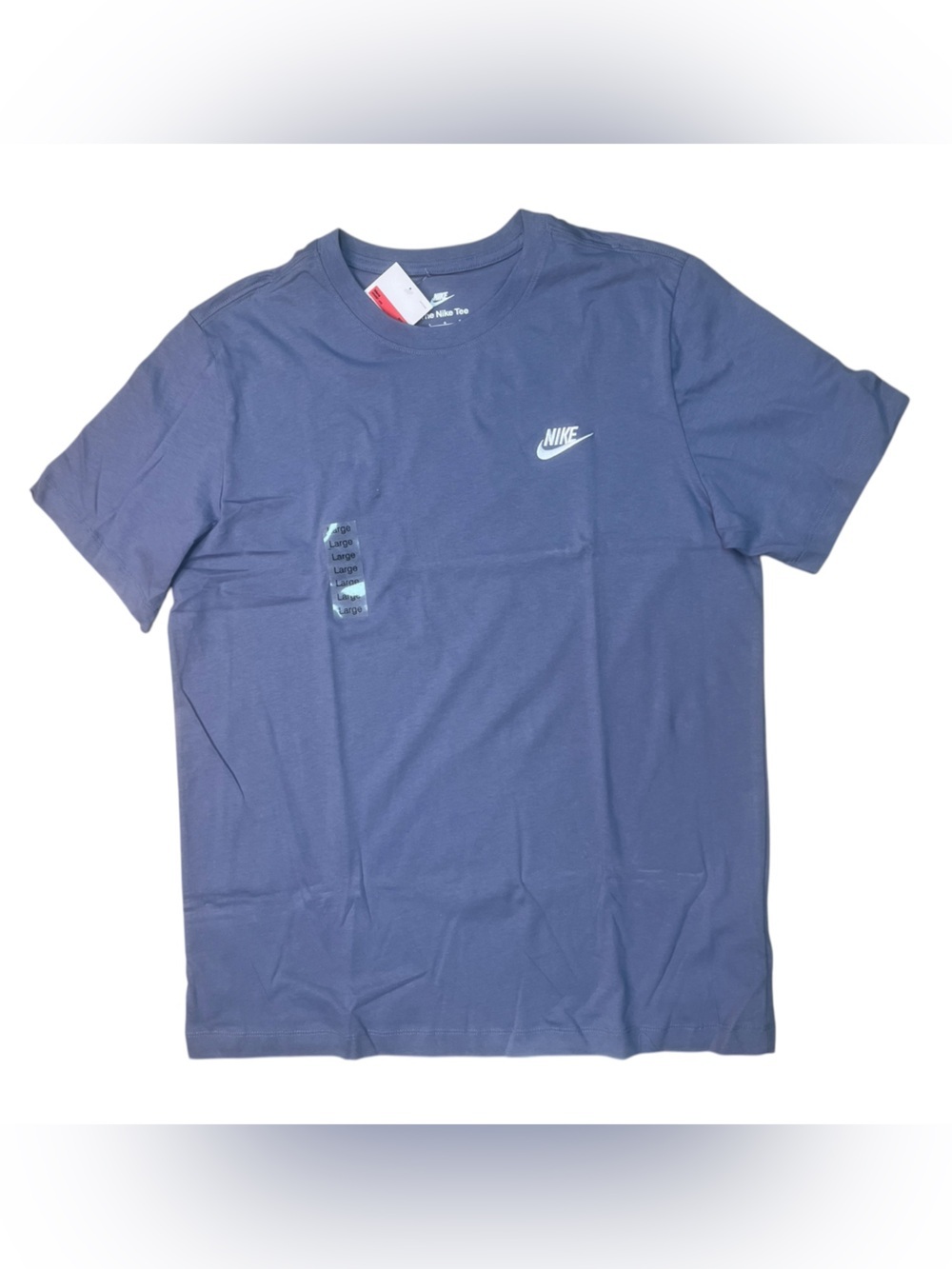 Nike Short Sleeve Tee with White Swoosh in Slate Blue